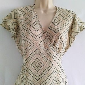 NY & Co. Semi Sheer Crossover Multi Print Top S